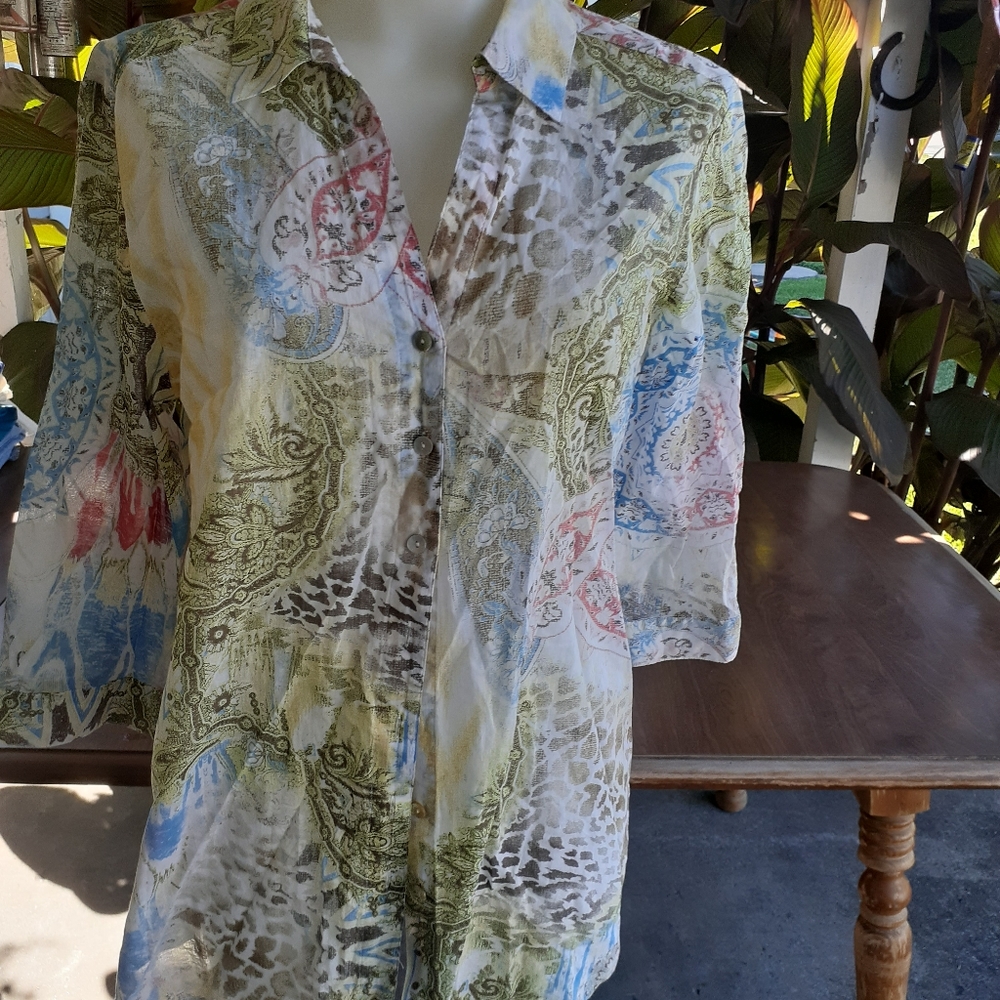Chicos cotton button up top